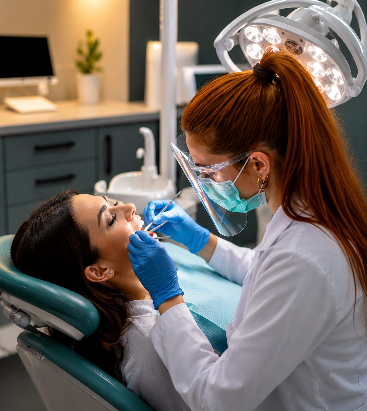 Dentist providing dental treatment